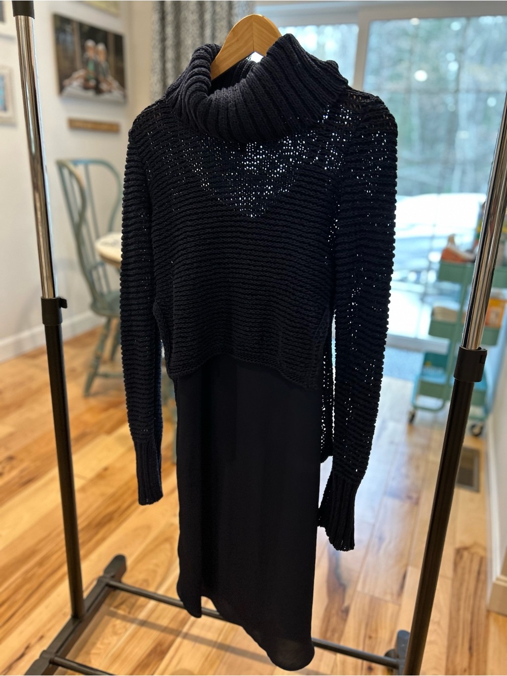 BCBGMaxAzria NAVY Cropped Cowl Neck Sweater Slip Dress